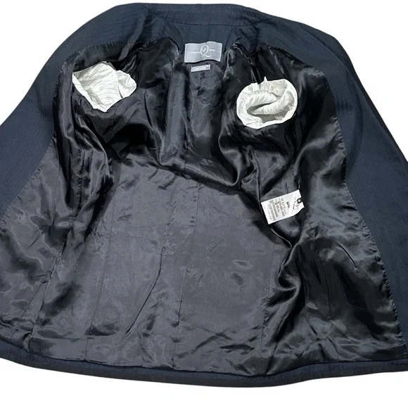 Alexander McQueen Wool Cotton Blue Striped Logo Patch Blazer Jacket Womens 40 - Picture 7 of 11